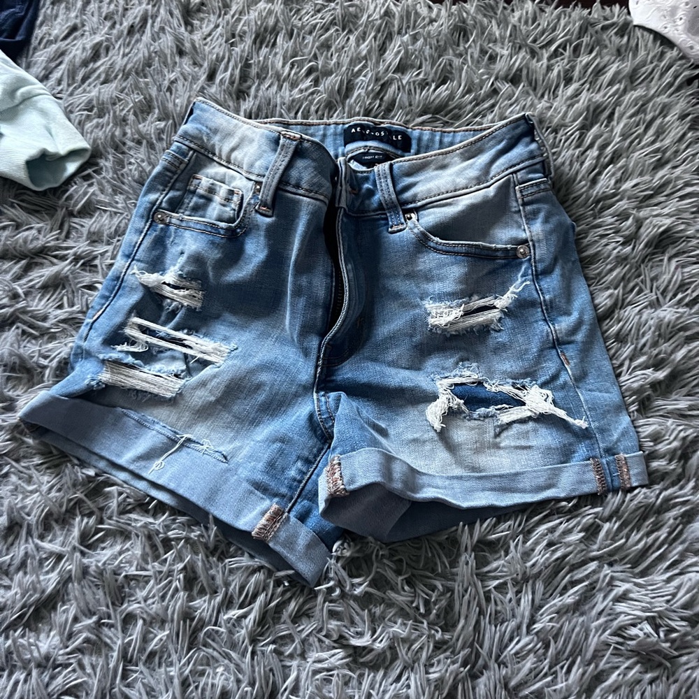 Aeropostale Blue Distressed Jean Shorts
